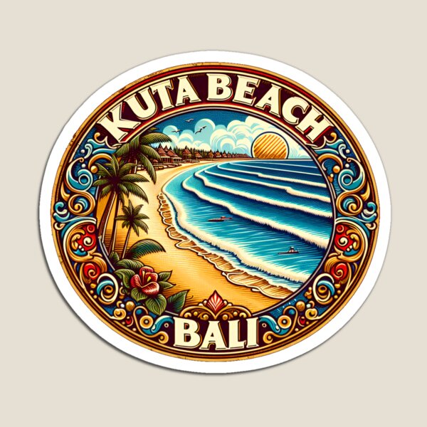Kids Toys Bali - Kuta Beach Bali-pegatinas magnéticas Retro, soporte,
